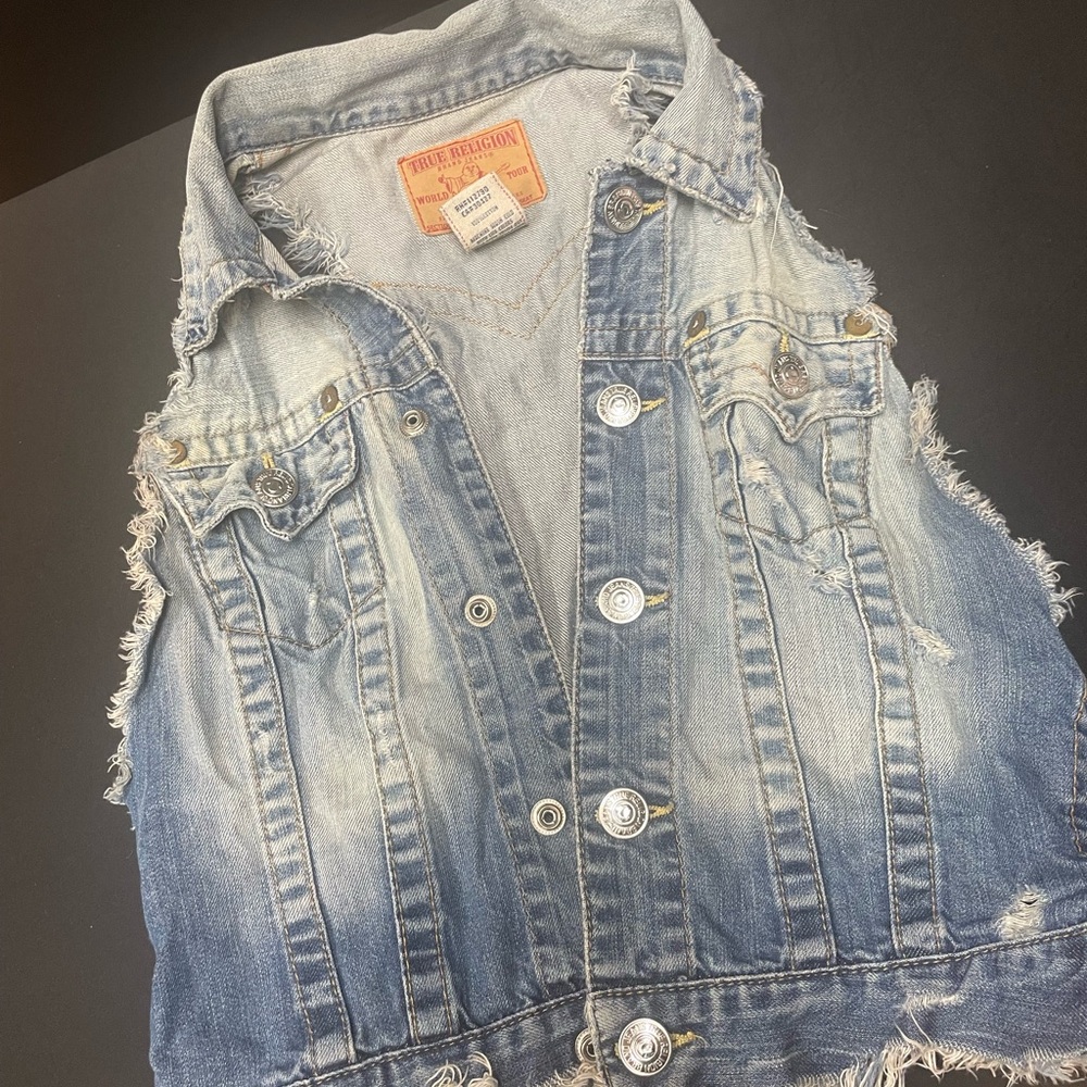 True Religion Light Blue Denim Vest